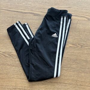 adidas Black Leggings with White 3-Stripe Detail